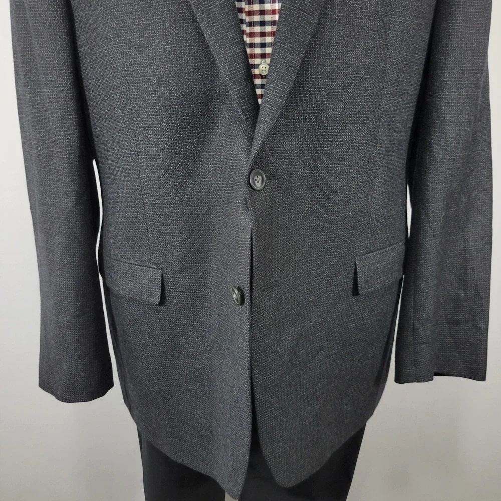 Calvin Klein‎ Men's Sport Coat Blazer Two Button CH Black Flannel Wool Sz 46L